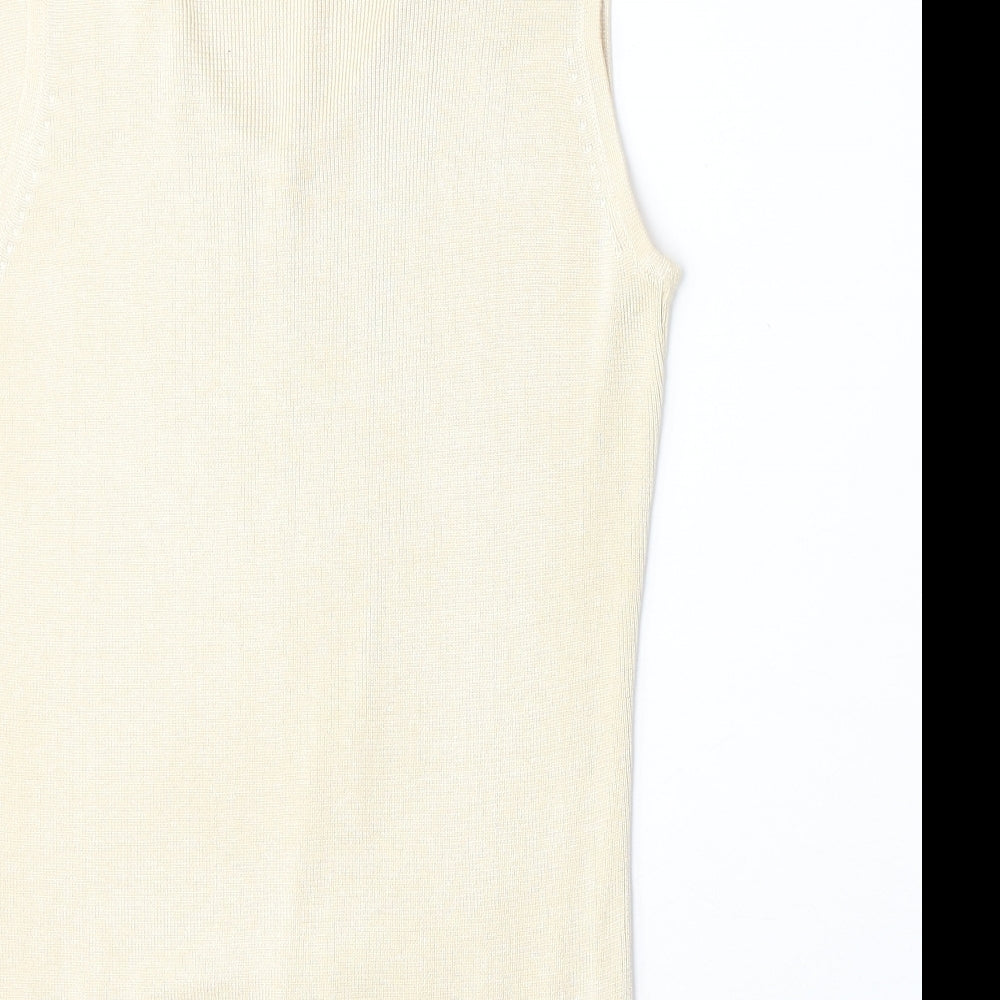 La Botique Womens Beige Viscose Jersey Tank Size 10 V-Neck