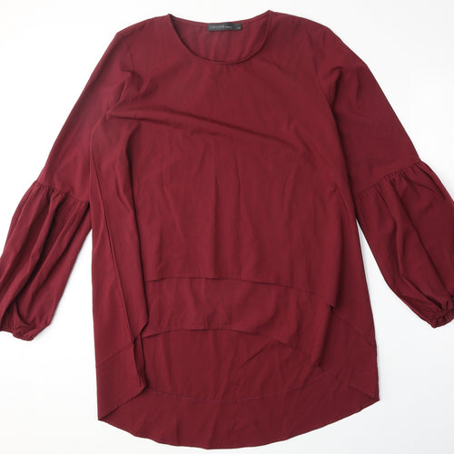 Zanzea Womens Red Polyester Basic Blouse Size XL Round Neck