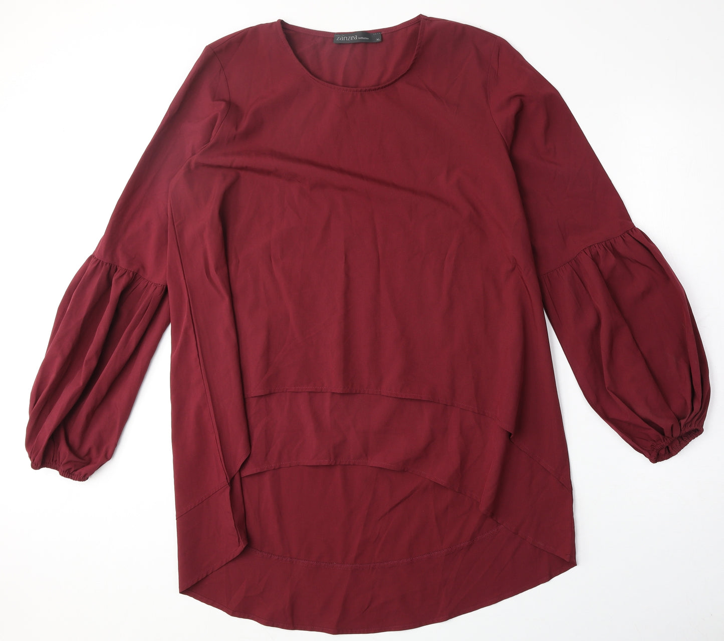 Zanzea Womens Red Polyester Basic Blouse Size XL Round Neck