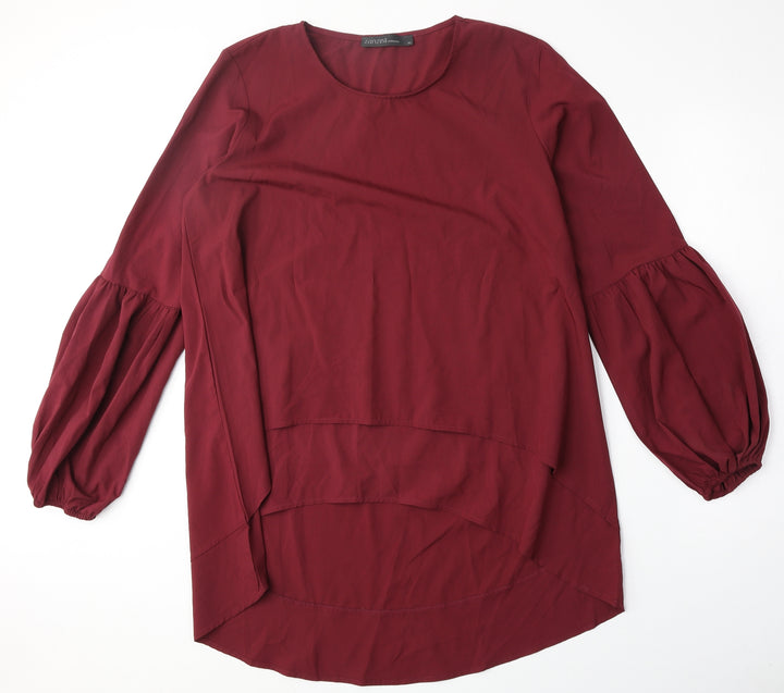 Zanzea Womens Red Polyester Basic Blouse Size XL Round Neck