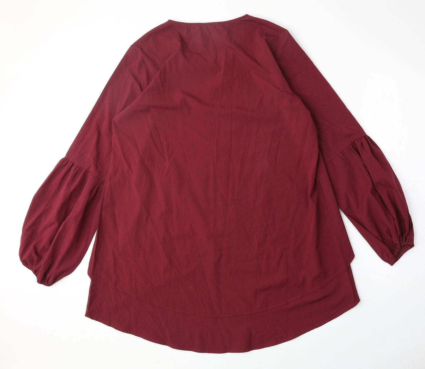 Zanzea Womens Red Polyester Basic Blouse Size XL Round Neck