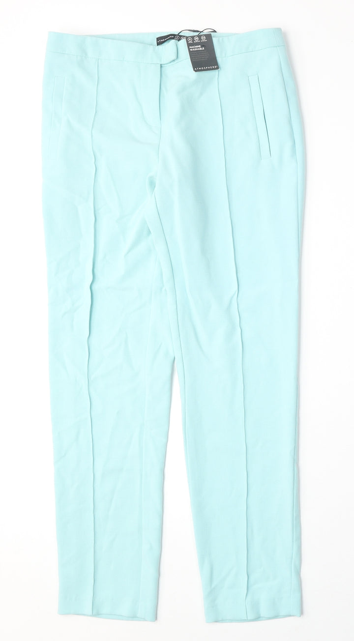 Atmosphere Womens Blue Polyester Trousers Size 8 Regular Zip