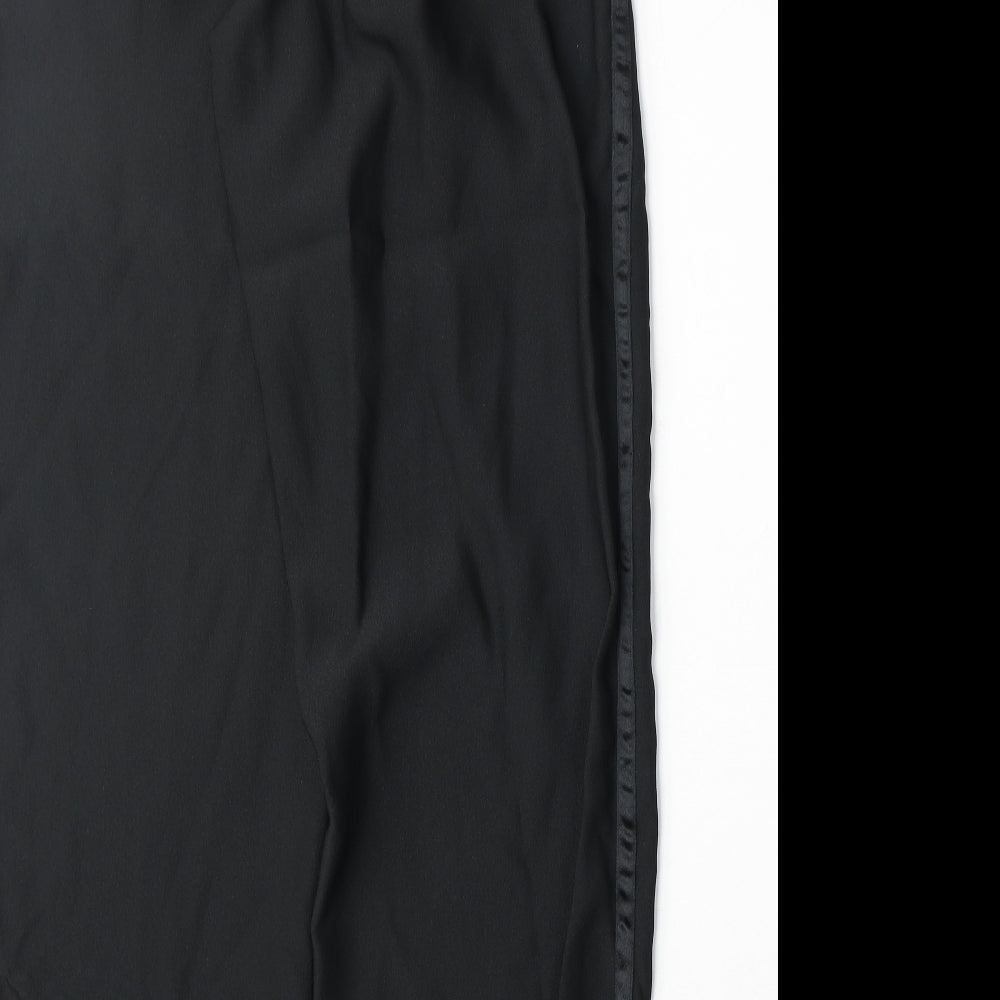 NEXT Womens Black Polyester Trousers Size 14 Regular Zip