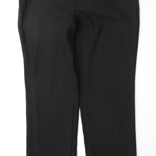 Marks and Spencer Womens Black Polyester Trousers Size 10 Regular Zip