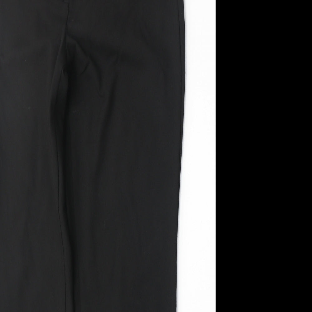 Marks and Spencer Womens Black Polyester Trousers Size 10 Regular Zip