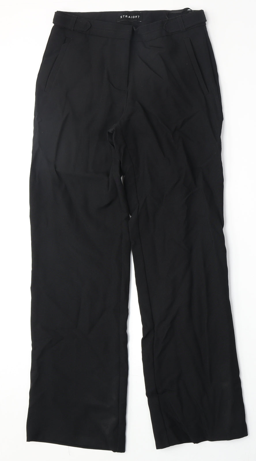 Peacocks Womens Black Polyester Trousers Size 8 Regular Zip