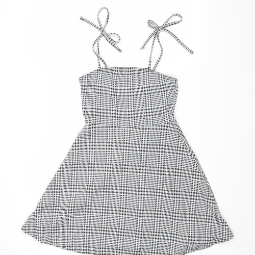 Preworn Womens Grey Plaid Polyester A-Line Size 6 Square Neck Pullover