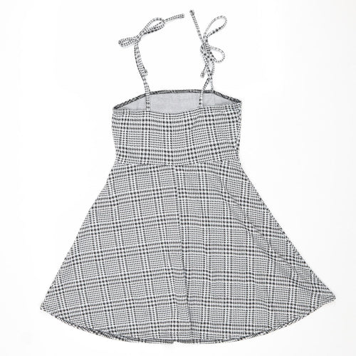 Preworn Womens Grey Plaid Polyester A-Line Size 6 Square Neck Pullover