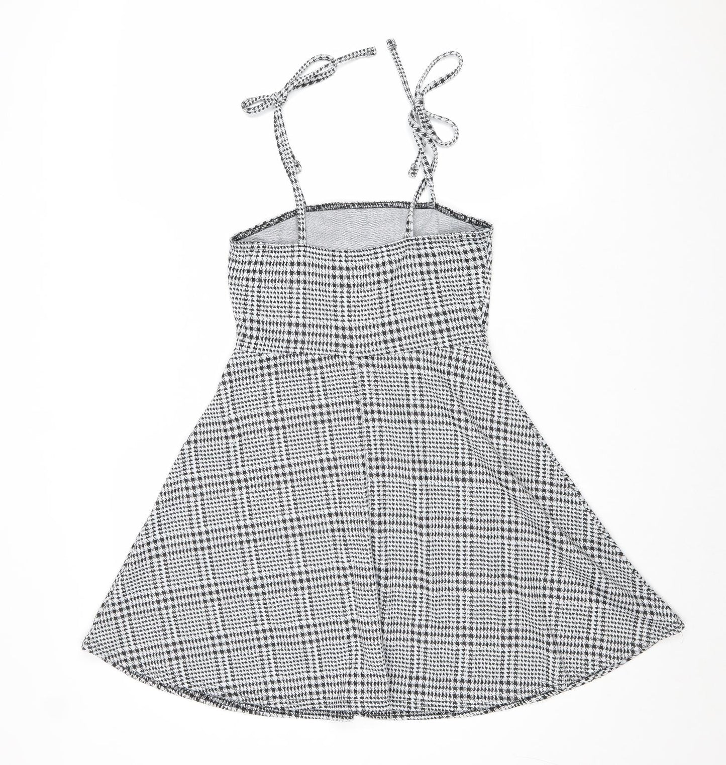 Preworn Womens Grey Plaid Polyester A-Line Size 6 Square Neck Pullover