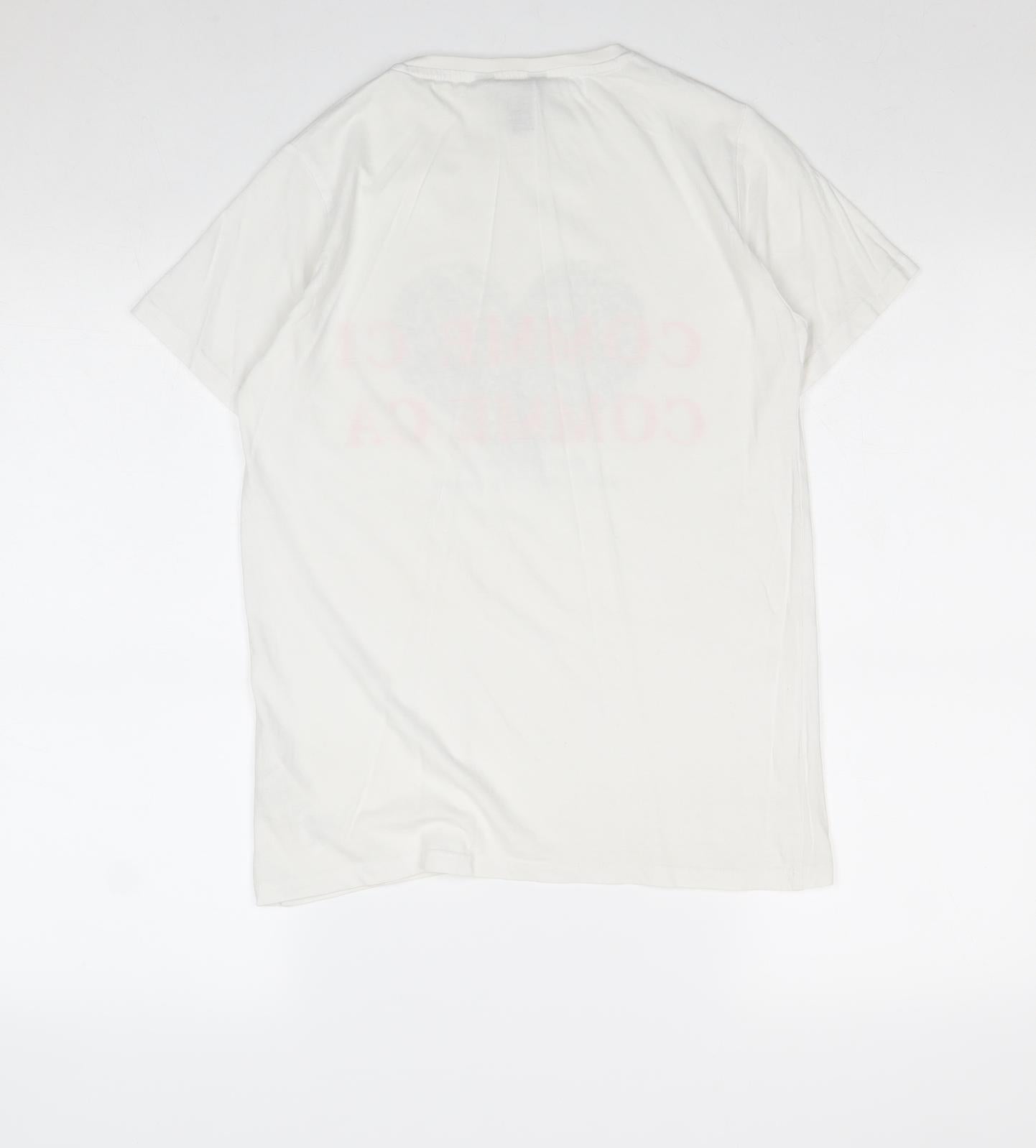 New Look Womens White 100% Cotton Basic T-Shirt Size 10 Round Neck - Comme Ci Comme Ca