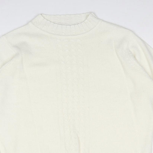 EWM Womens Ivory Round Neck Acrylic Pullover Jumper Size M