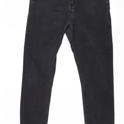 ASOS Womens Black Cotton Straight Jeans Size 30 in Regular Zip