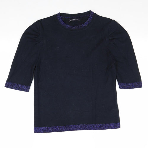 Marks and Spencer Womens Blue Round Neck Viscose Pullover Jumper Size 10