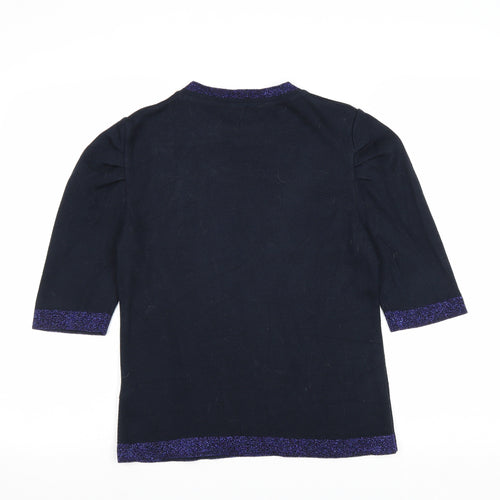 Marks and Spencer Womens Blue Round Neck Viscose Pullover Jumper Size 10