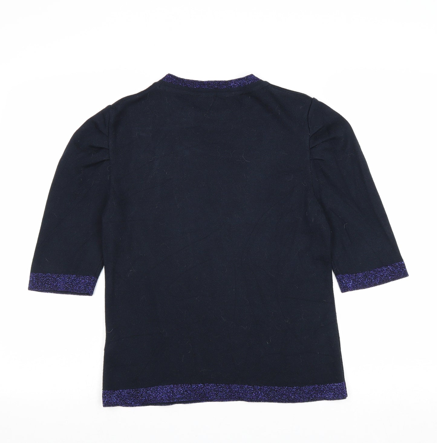 Marks and Spencer Womens Blue Round Neck Viscose Pullover Jumper Size 10