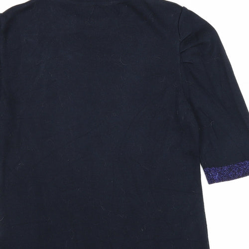 Marks and Spencer Womens Blue Round Neck Viscose Pullover Jumper Size 10