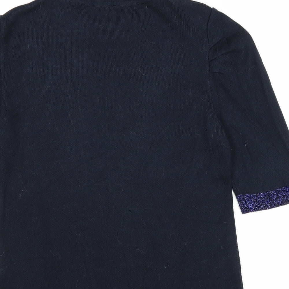 Marks and Spencer Womens Blue Round Neck Viscose Pullover Jumper Size 10