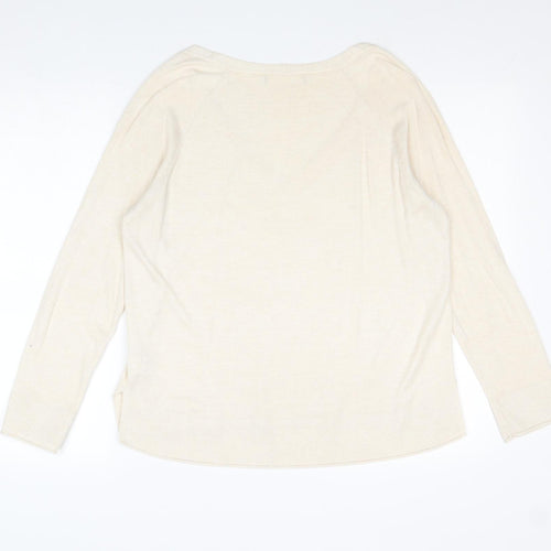 Zara Womens Beige V-Neck Polyester Pullover Jumper Size L
