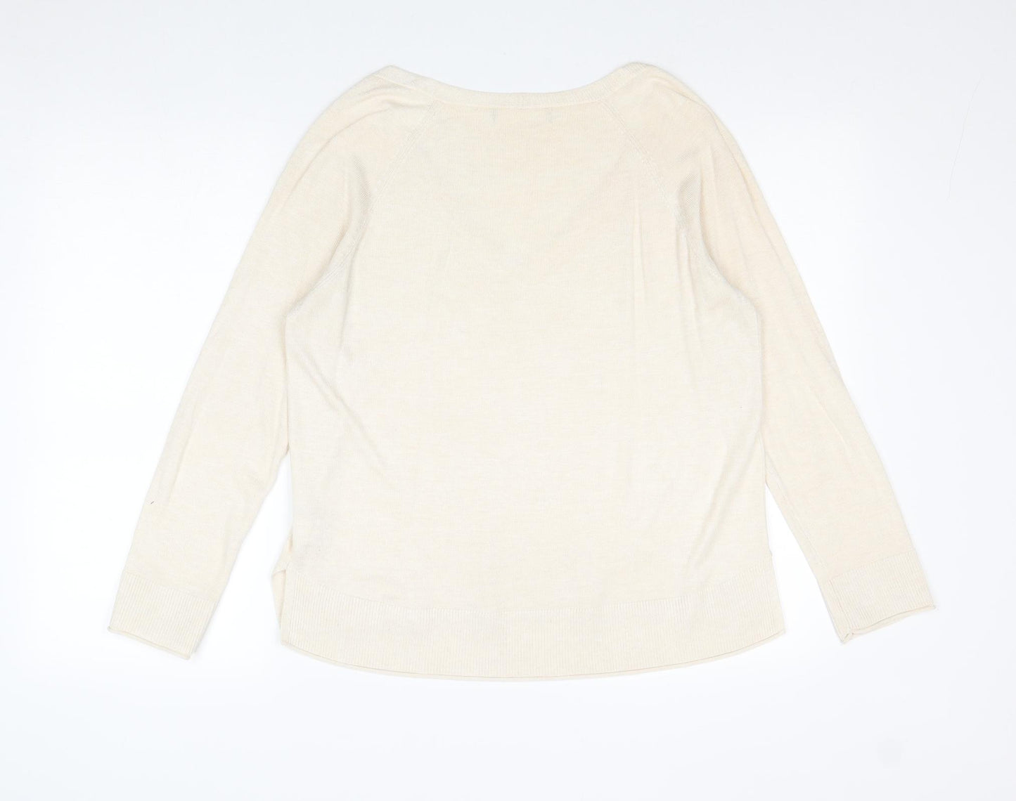 Zara Womens Beige V-Neck Polyester Pullover Jumper Size L