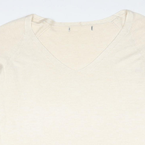 Zara Womens Beige V-Neck Polyester Pullover Jumper Size L