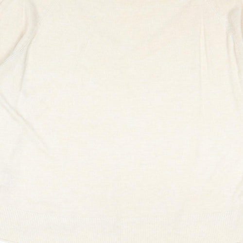 Zara Womens Beige V-Neck Polyester Pullover Jumper Size L