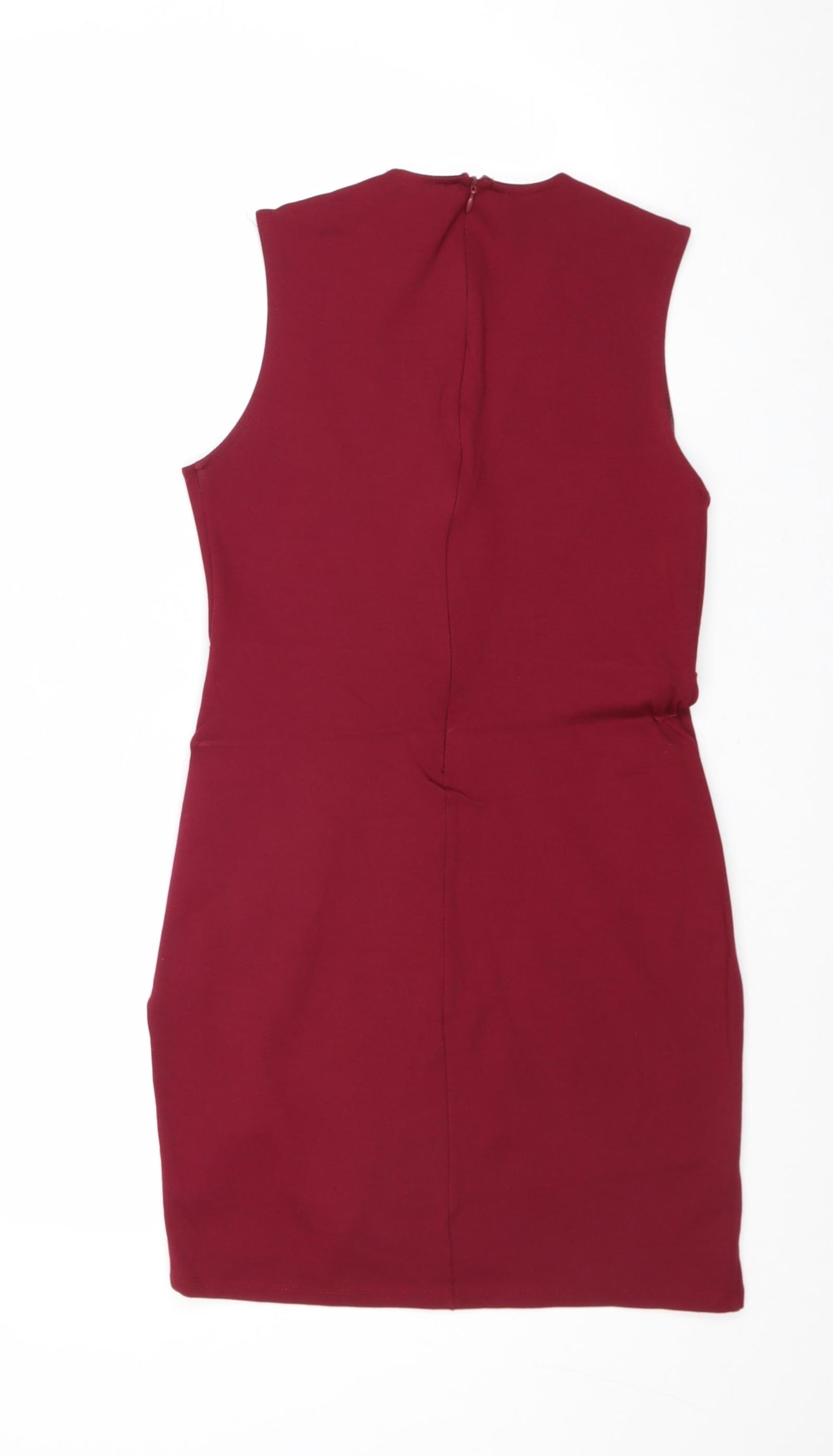 A'GACI Womens Red Nylon Shift Size L V-Neck Zip