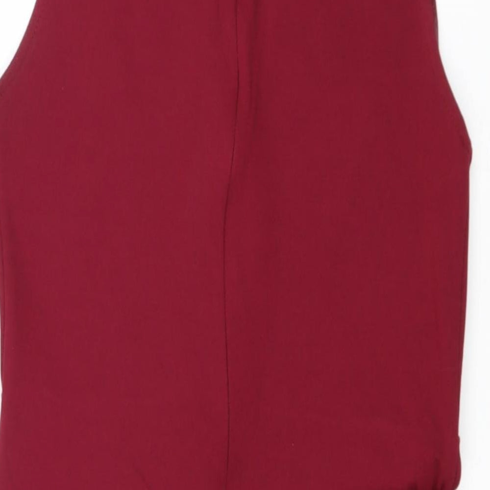 A'GACI Womens Red Nylon Shift Size L V-Neck Zip