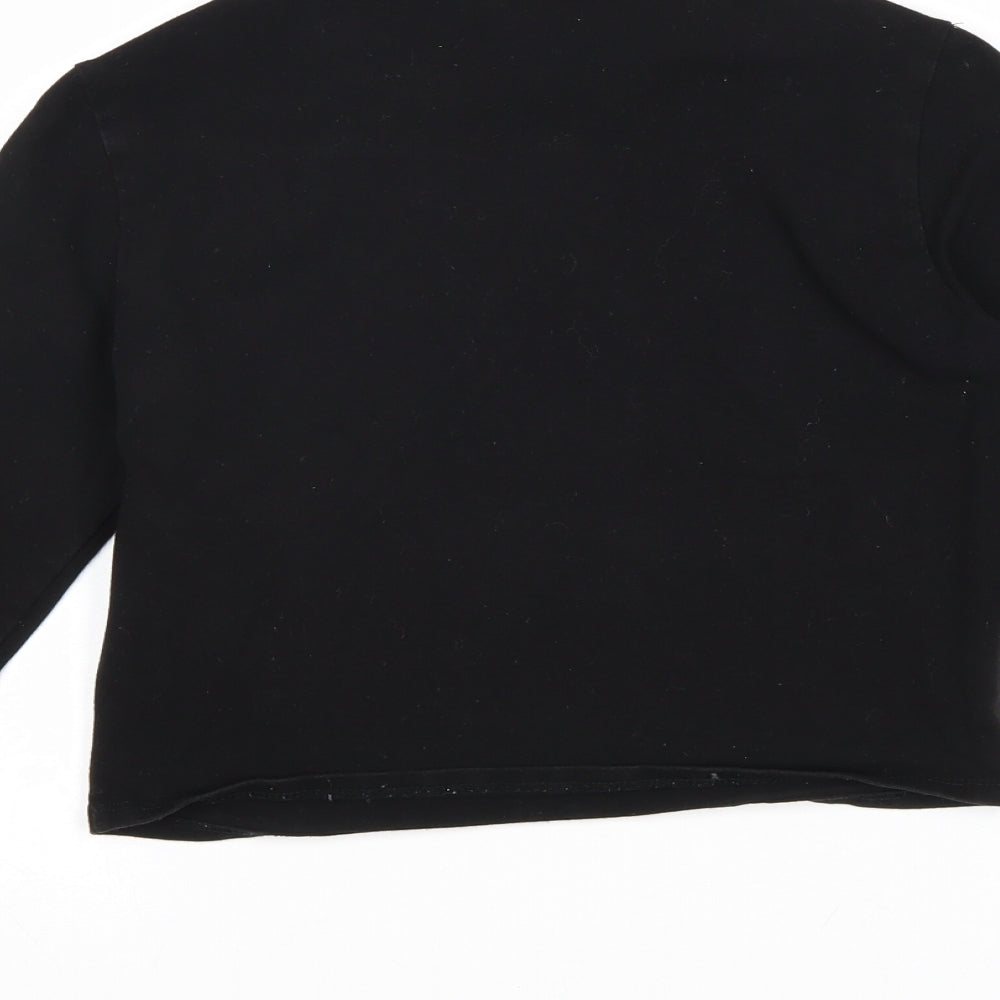FOREVER 21 Womens Black Cotton Cropped T-Shirt Size M Collared - Amore, Cut Out Heart Detail