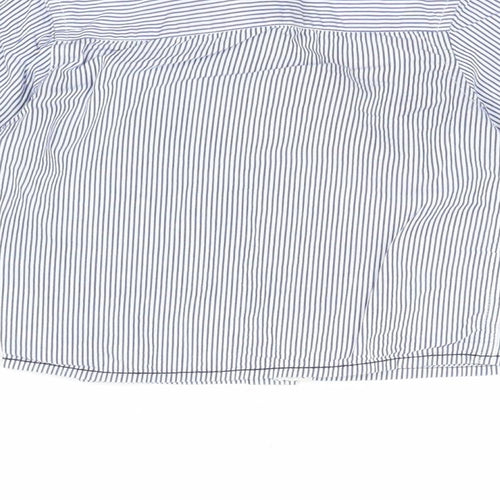 Jasper Conran Boys Blue Striped 100% Cotton Basic Button-Up Size 6-9 Months Collared Button