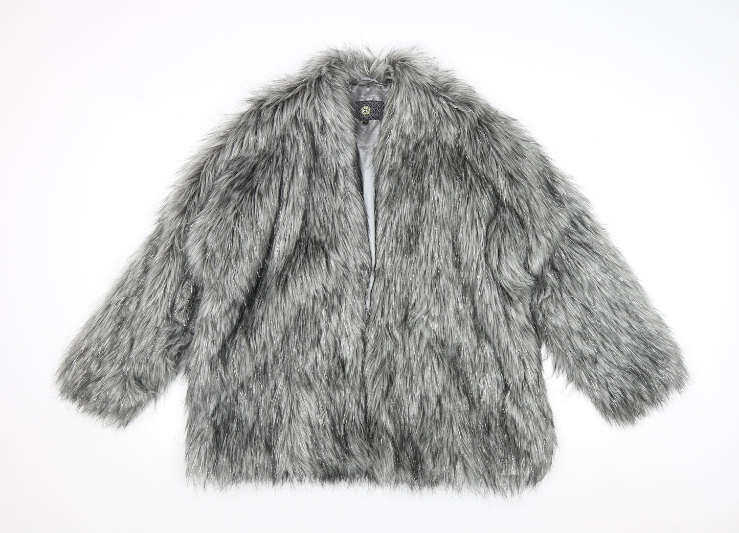 QED London Womens Silver Jacket Size 10 - Faux Fur