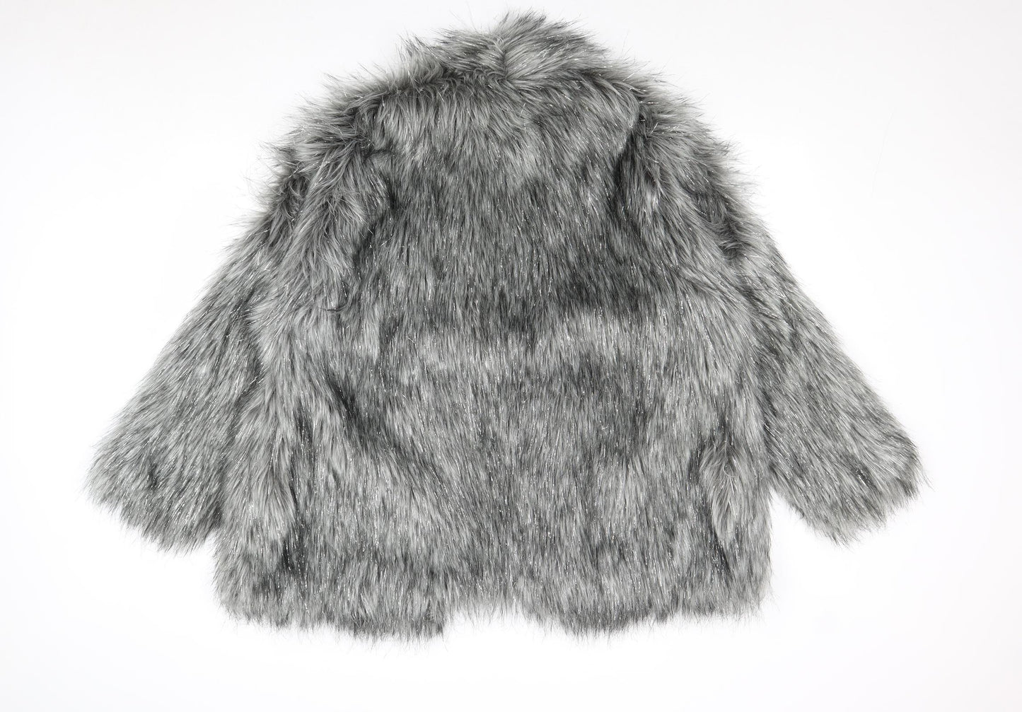 QED London Womens Silver Jacket Size 10 - Faux Fur