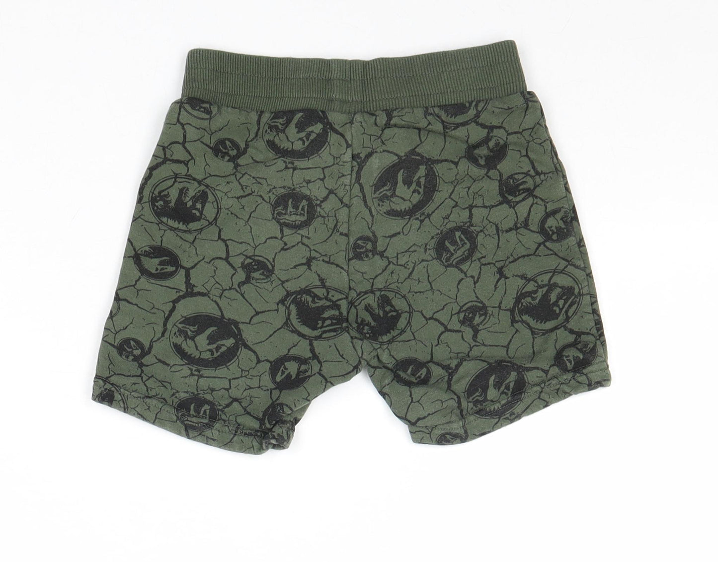 Jurassic World Boys Green Geometric Cotton Sweat Shorts Size 2-3 Years Regular Drawstring - Jurassic World, Waist 20