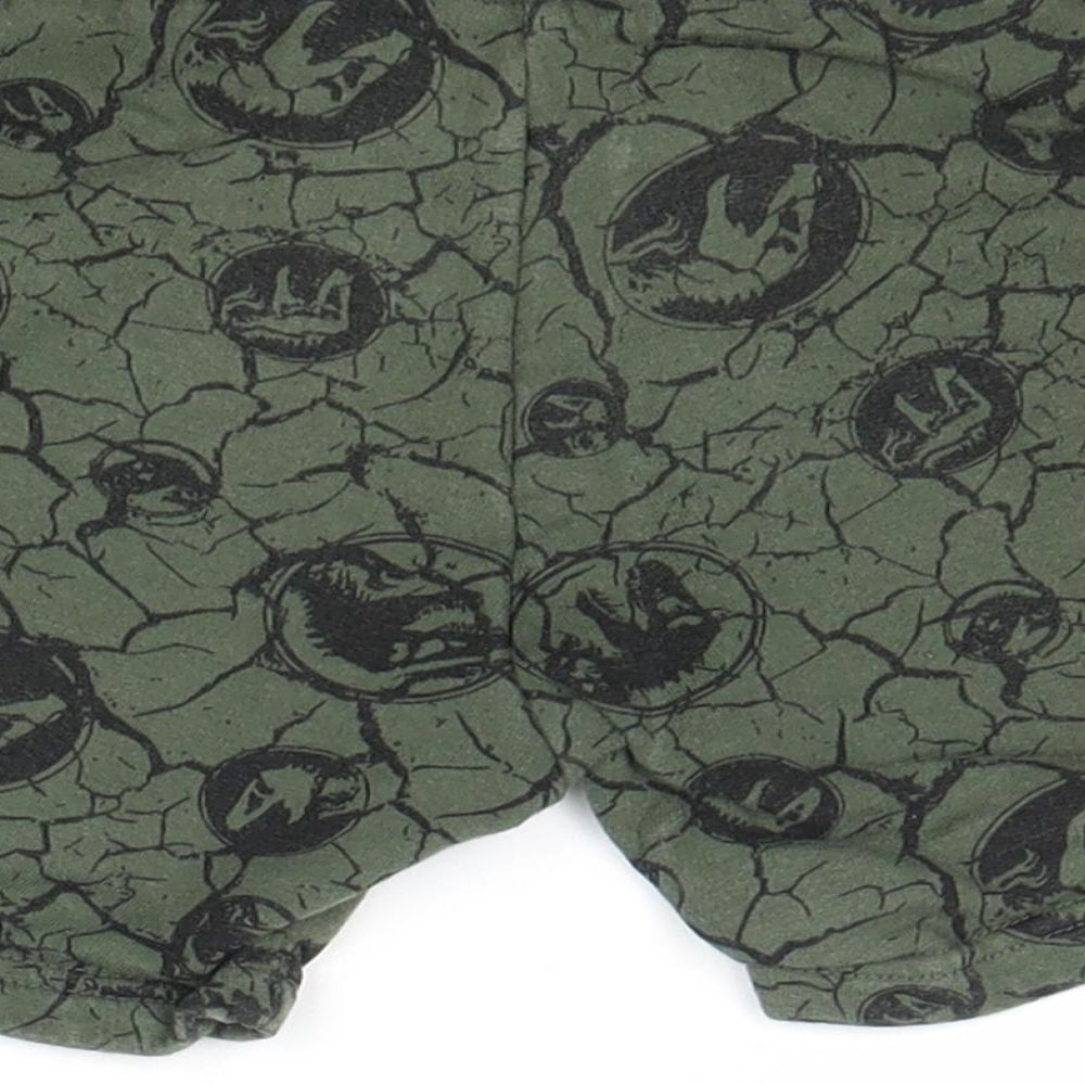 Jurassic World Boys Green Geometric Cotton Sweat Shorts Size 2-3 Years Regular Drawstring - Jurassic World, Waist 20