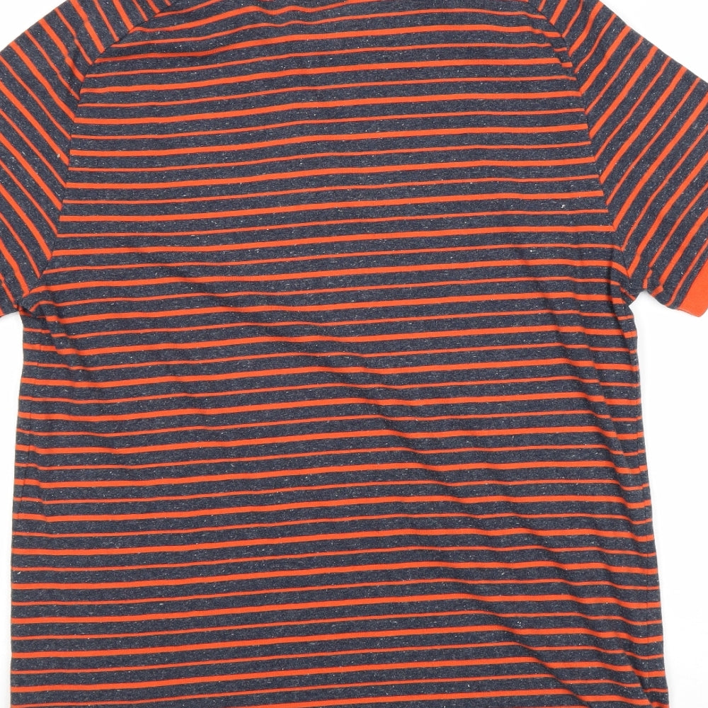 Timberland Mens Blue Striped Polyester Polo Size L Collared Button