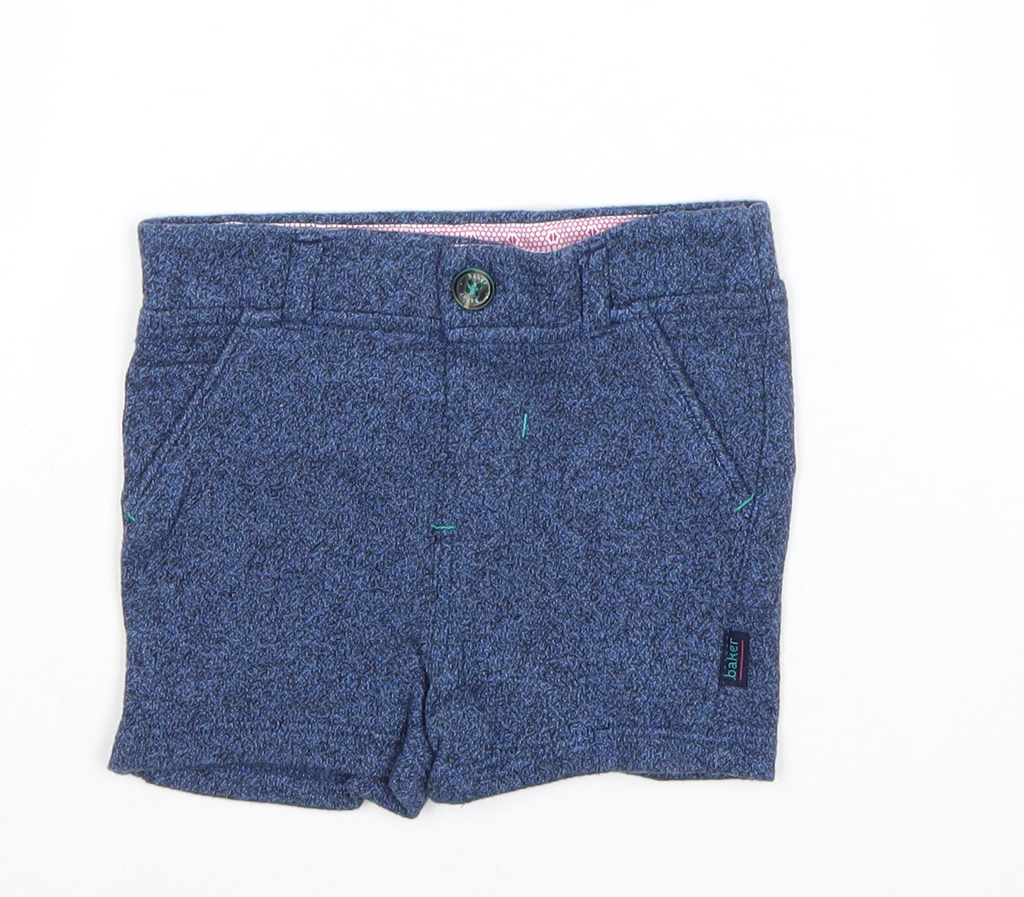 Ted Baker Boys Blue Geometric 100% Cotton Cropped Trousers Size 6-9 Months Buckle