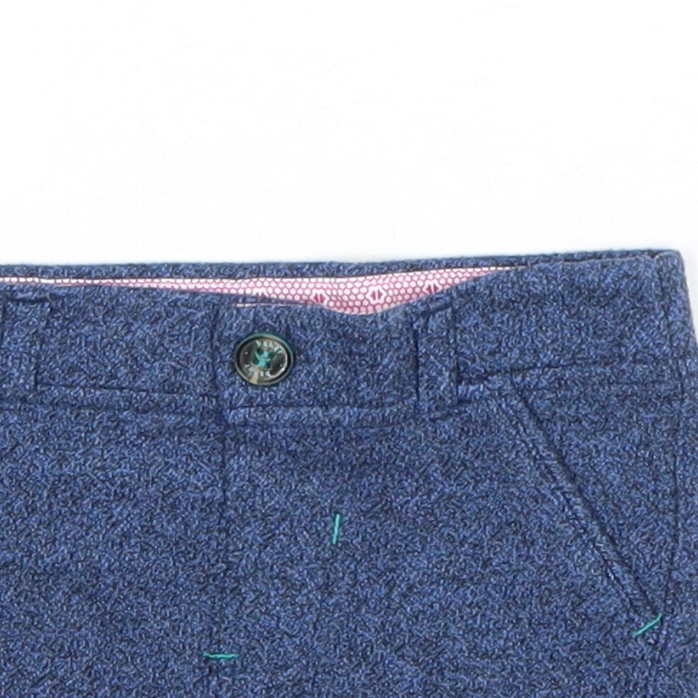 Ted Baker Boys Blue Geometric 100% Cotton Cropped Trousers Size 6-9 Months Buckle