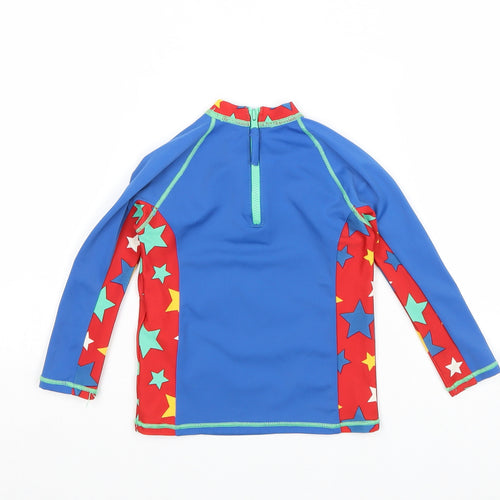 Marks and Spencer Boys Blue Geometric Polyamide Basic Blouse Size 12-18 Months Round Neck Zip - Dinosaur and Stars, Swim top