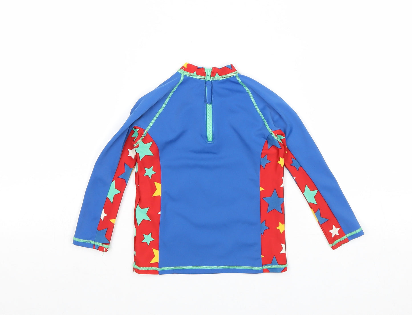 Marks and Spencer Boys Blue Geometric Polyamide Basic Blouse Size 12-18 Months Round Neck Zip - Dinosaur and Stars, Swim top