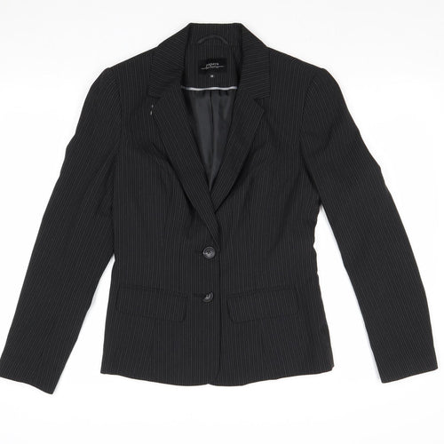 Papaya Womens Black Striped Polyester Jacket Suit Jacket Size 10