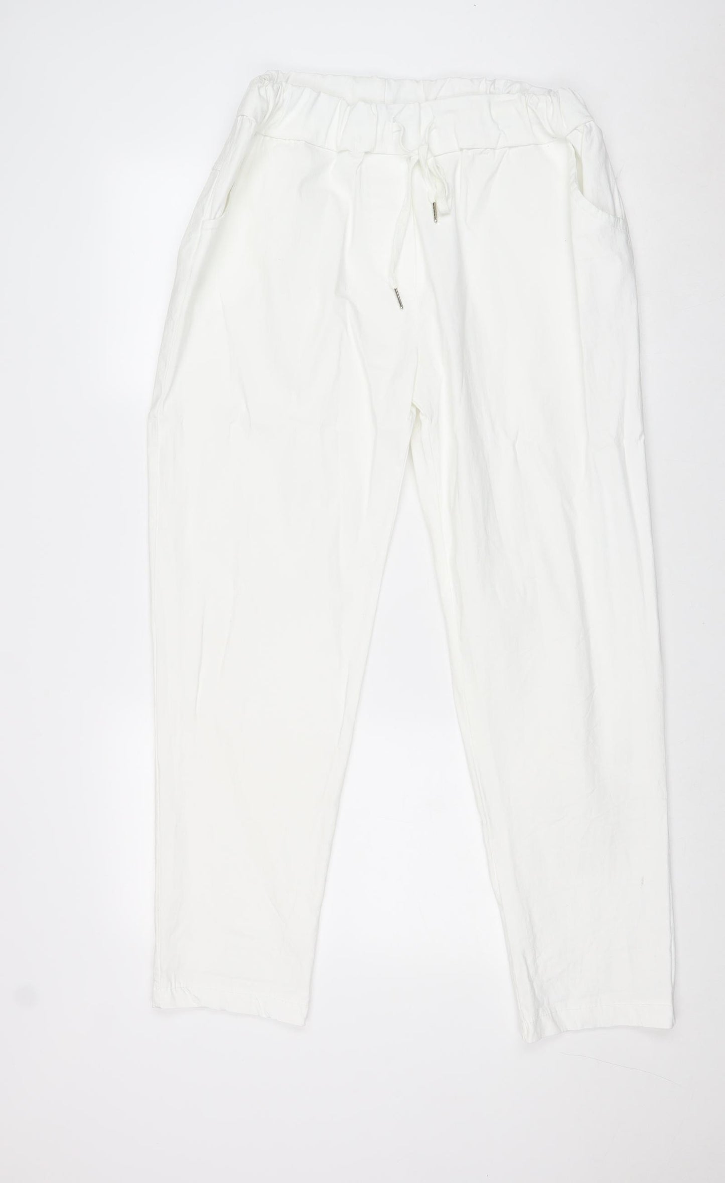 Preworn Womens White Viscose Trousers Size 3XL Regular Drawstring