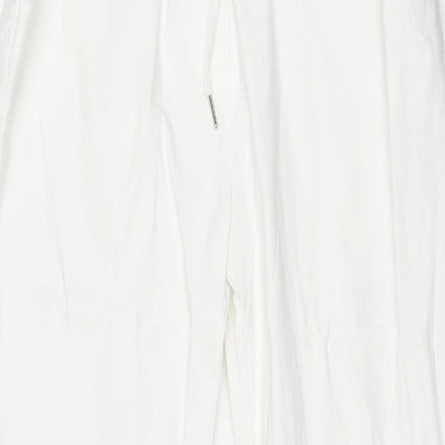 Preworn Womens White Viscose Trousers Size 3XL Regular Drawstring