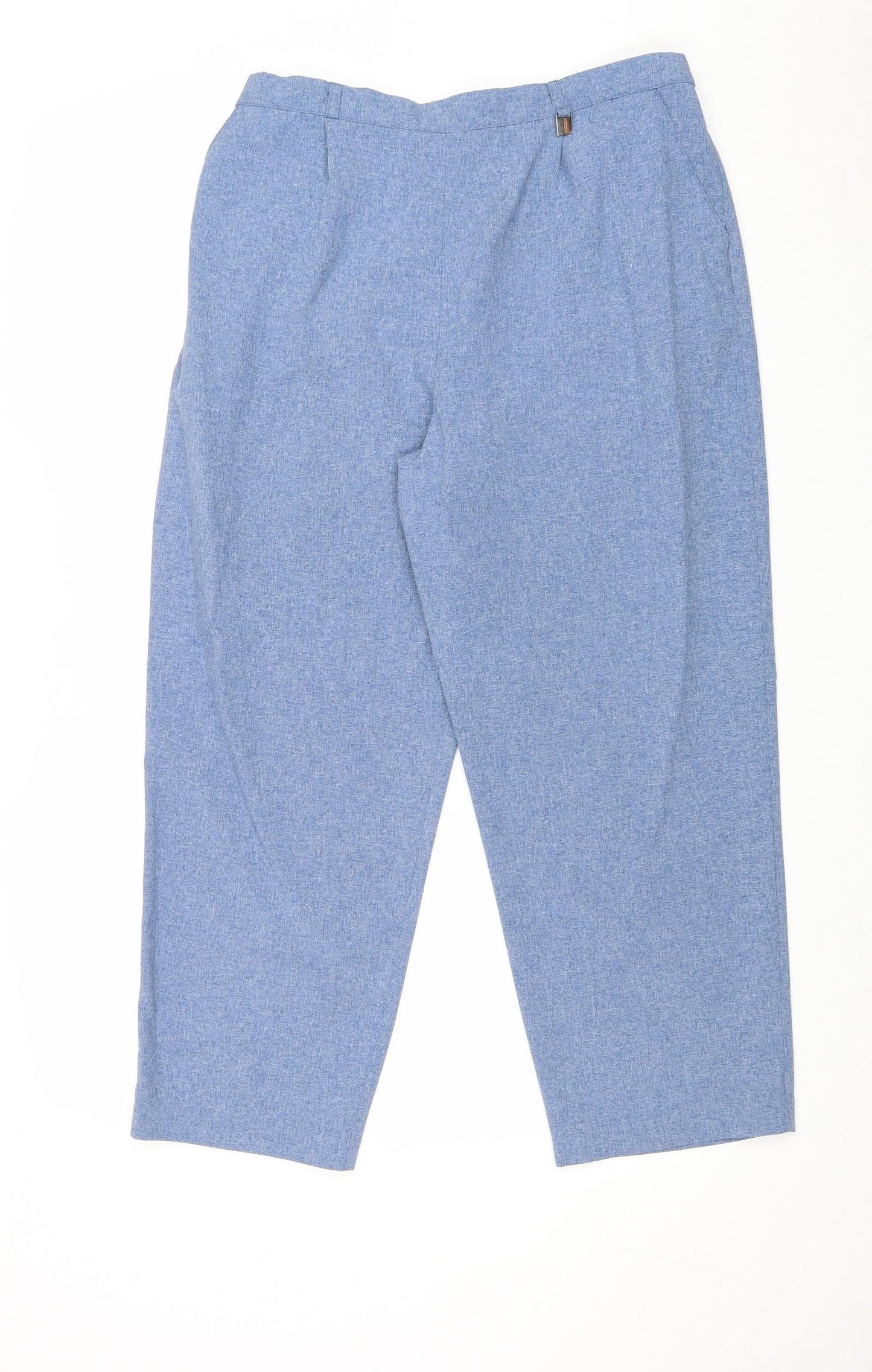 Classic Womens Blue Polyester Trousers Size 18 Regular