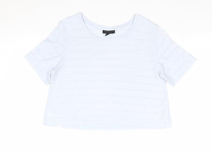 Topshop Womens Blue Polyester Basic T-Shirt Size 10 Round Neck