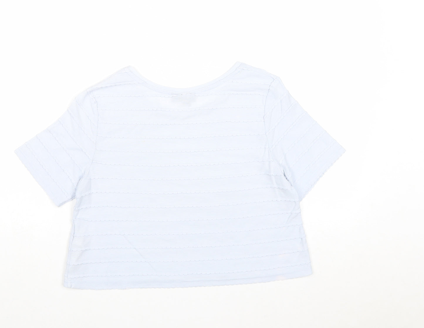 Topshop Womens Blue Polyester Basic T-Shirt Size 10 Round Neck