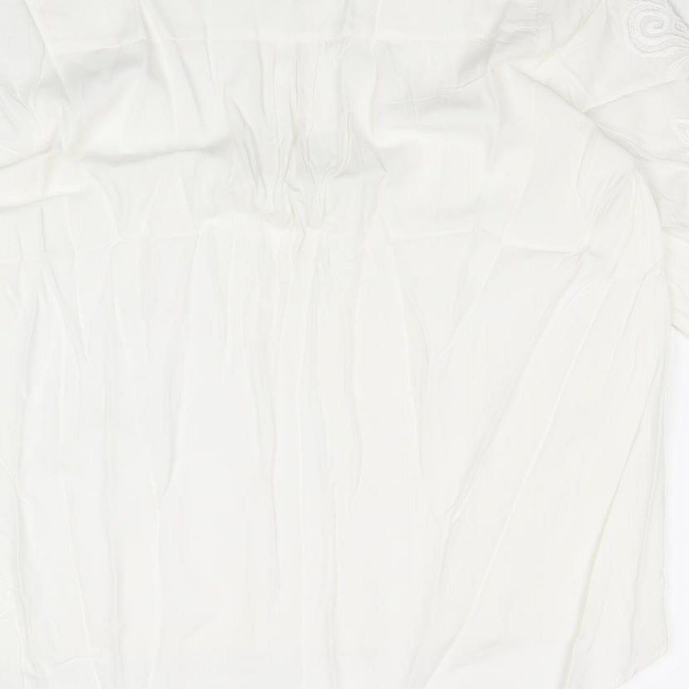 Rope Womens White Viscose Basic Blouse Size M V-Neck