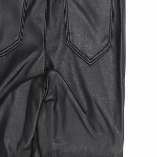 NEXT Girls Black Polyester Jegging Trousers Size 7 Years Regular Pullover - Faux Leather Style