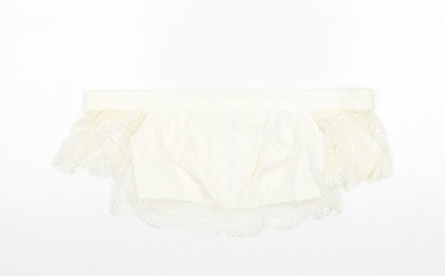 Topshop Womens Ivory Nylon Cropped Tank Size 6 Off the Shoulder