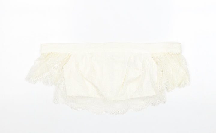 Topshop Womens Ivory Nylon Cropped Tank Size 6 Off the Shoulder