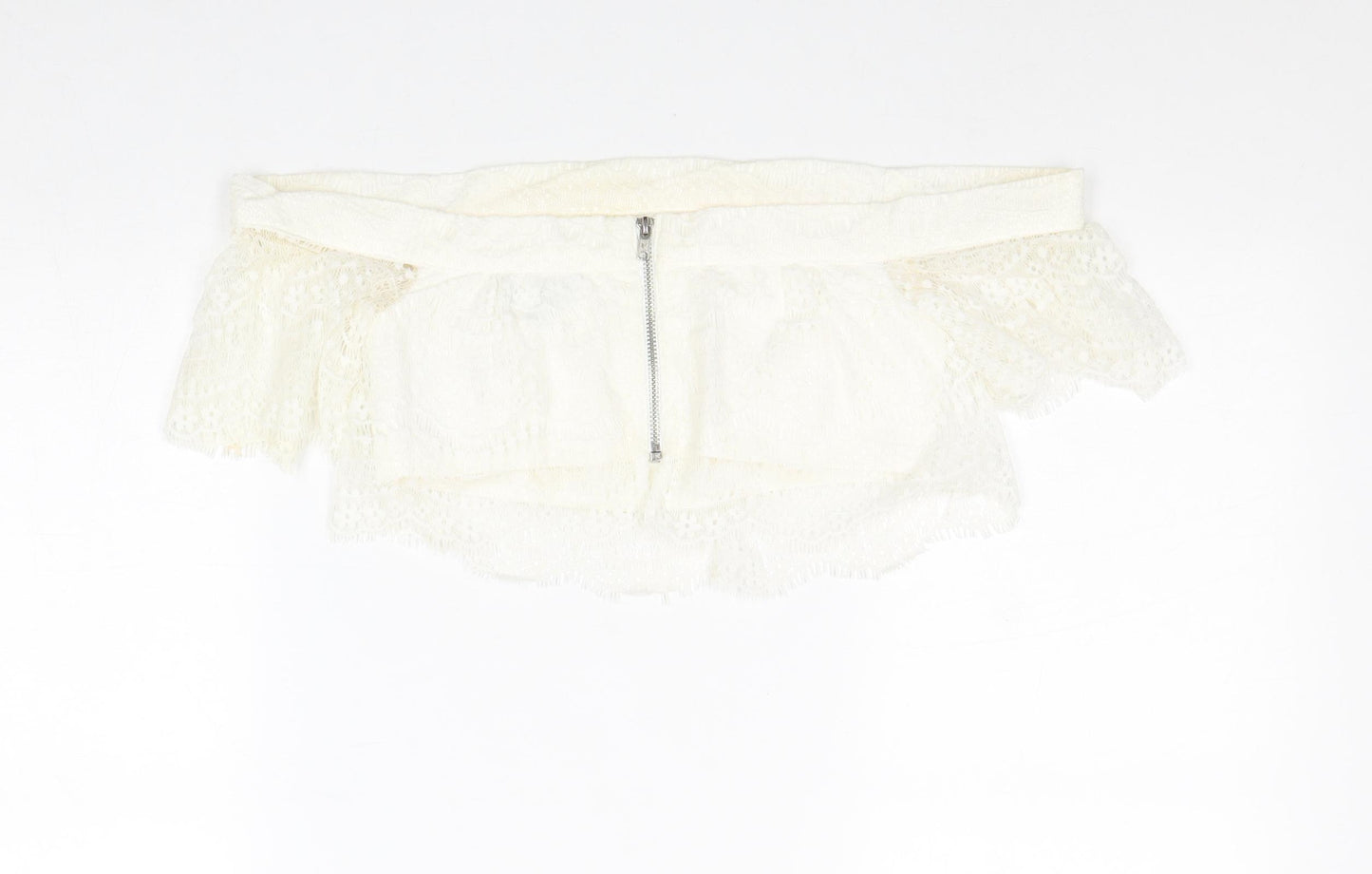 Topshop Womens Ivory Nylon Cropped Tank Size 6 Off the Shoulder