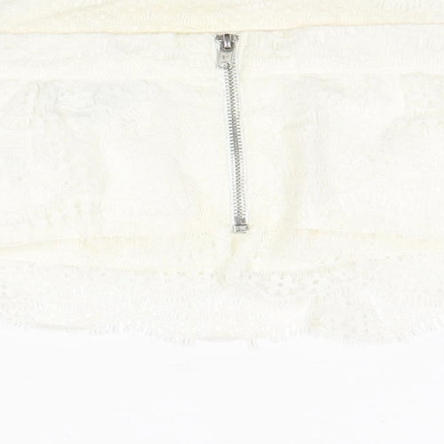 Topshop Womens Ivory Nylon Cropped Tank Size 6 Off the Shoulder